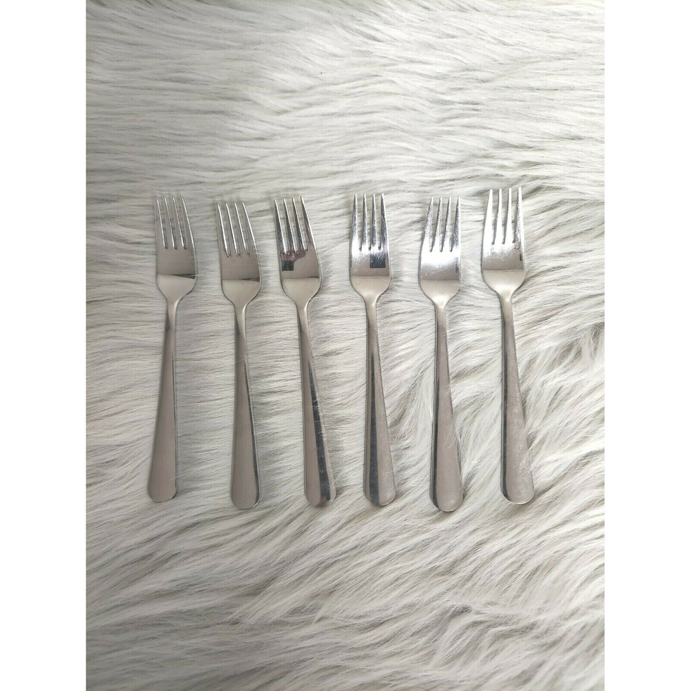 IKEA  Lot of 6 pcs 18/8‎ Stainless Steel  Salad Forks Rounded handle 6 1/2" Long